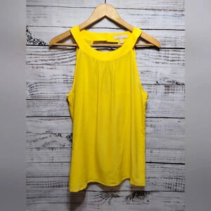 Banana Republic‎ Silk Tank Top in Yellow size 8 Cutout Summer Flowy